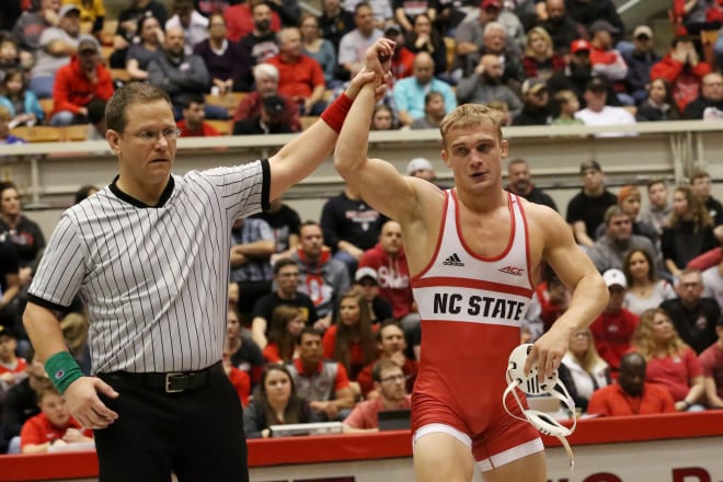 NC State Wolfpack wrestler Hayden Hidlay is ranked second nationally