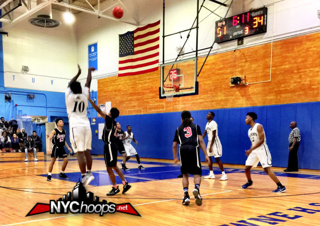 Alejandro Vasquez '19 launches one of his eight 3-pointers