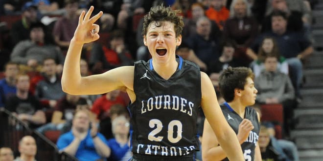 One of my favorite photos of all time. Oh yeah, and Lourdes Central Catholic's Hayden Miller (20) is our top-ranked Class D-1 boys basketball player for 2016-17.
