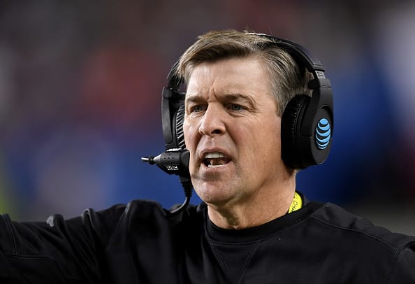 SANTA CLARA, CA - DECEMBER 02: Head coach Mike MacIntyre of the Colorado Buffaloes stands on the sidelines during their game against the Washington Huskies in the Pac-12 Championship game at Levi's Stadium on December 2, 2016 in Santa Clara, California. (Photo by Thearon W. Henderson/Getty Images)