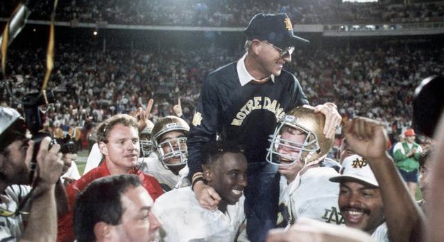 Notre Dame won a school record 23 straight games in 1988-89 under Holtz.