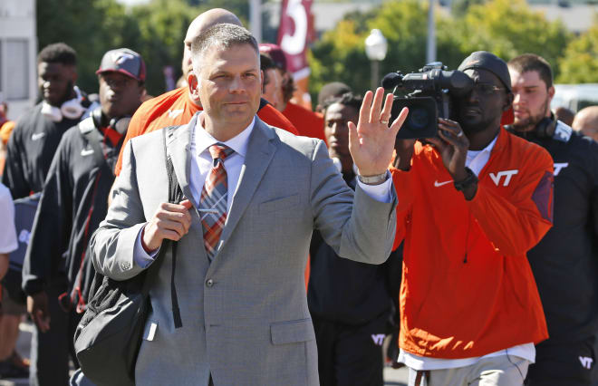 Virginia TechHokies head football coach Justin Fuente Fall Camp 2019