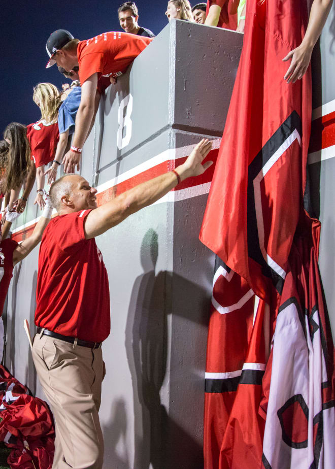 Doeren also high-fived some fans after the win.