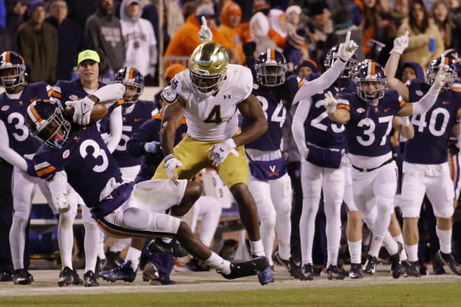 Anthony Johnson came down with his second interception of the season in Saturday night's loss to the Irish.