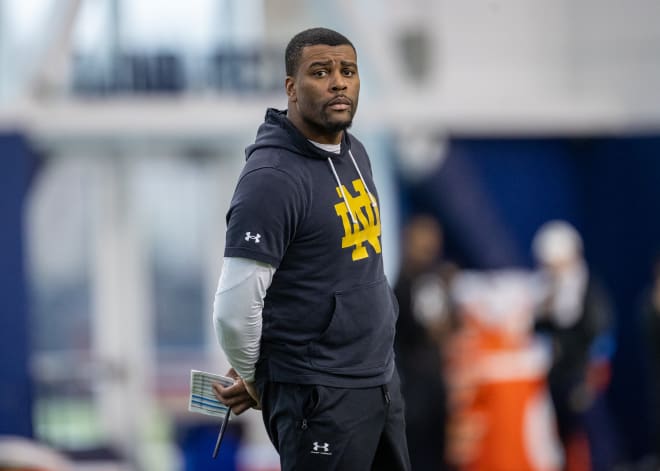 Notre Dame defensive backs coach Mike Mickens hits the road on Monday to check in on an important 2025 recruiting target.
