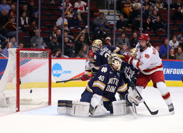 Denver dominated action from the outset in its 6-1 Frozen Four victory versus Notre Dame.