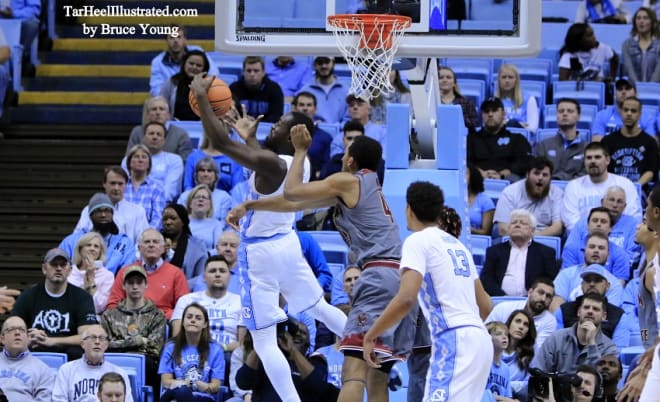 Theo Pinson (8 rebounds) and the Heels hit the glass hard Tuesday.