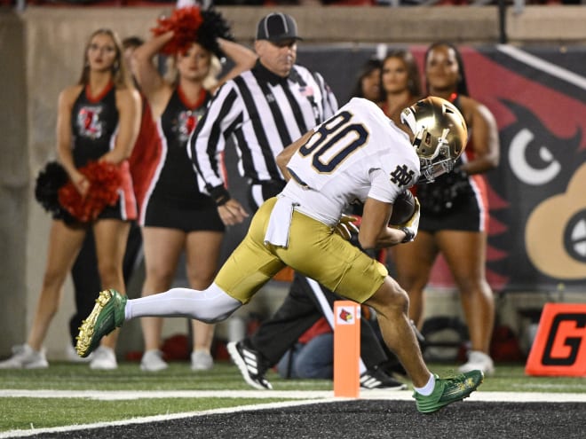 The second catch of wide receiver Jordan Faison's Notre Dame career was a 36-yard touchdown against Louisville.