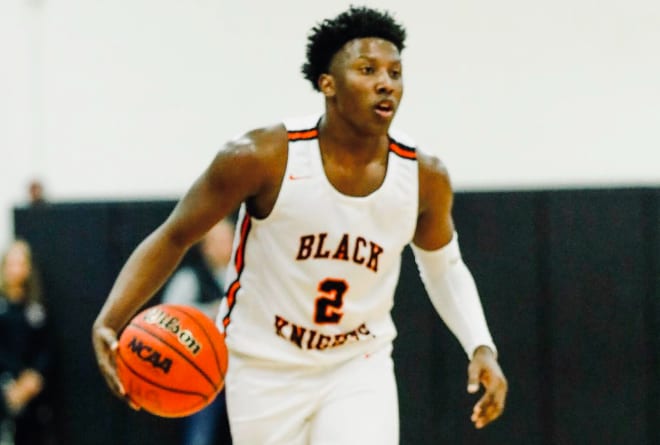 Zymir Faulkner scored 18 first half points in a recent 73-50 rout of Orange County for the Black Knights of Charlottesville