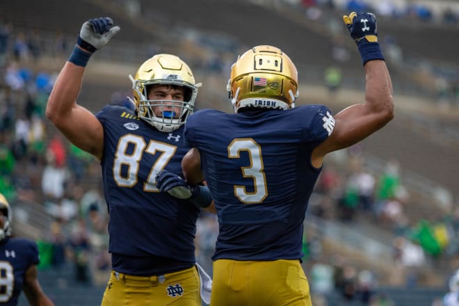 Notre Dame moved up two spots to No. 5 in the AP top 25.