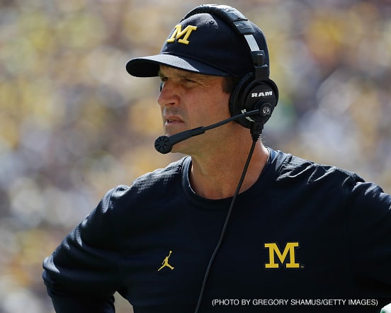 Michigan Wolverines football coach Jim Harbaugh was relaxed and confident at Big Ten Media Day in Indianapolis