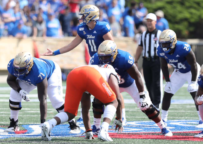 TU quarterback Zach Smith (11) lines up the offense against Oklahoma State in 2019.