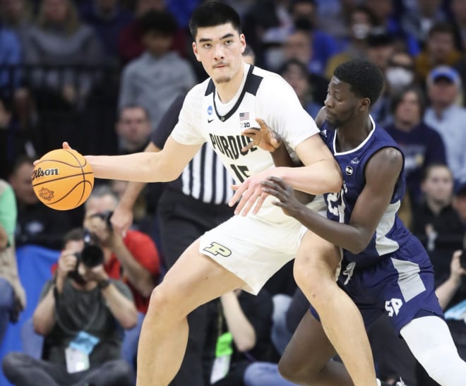 Zach Edey was one of four double-figures scorers in the stunning Purdue loss. 