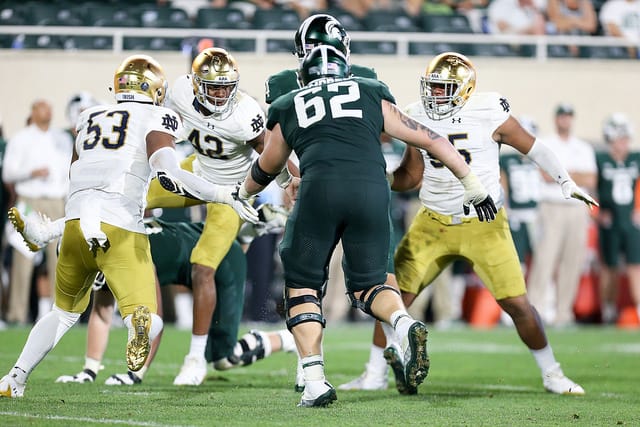 Notre Dame's collective defense with the likes of sophomores Julian Okwara (42) and Khalid Kareem (53) and senior Jonathan Bonner (55) seems better than the one in 2015 when the Irish were 10-3. 