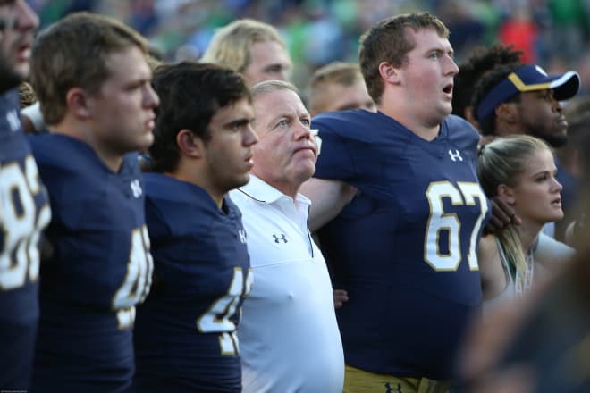 Brian Kelly said Notre Dame's adjustment and response to pivoting to an online, remote existence has been smooth.