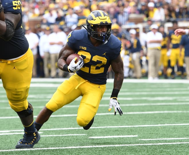 Running back Karan Higdon has eclipsed 1,000 yards and will try to add to his total Saturday.