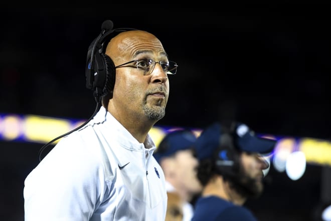 Penn State coach James Franklin stands on the sideline during the Nittany Lions' win over Indiana. AP photo/Barry Reeger