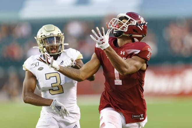 Branden Mack caught seven passes for 80 yards and a touchdown last week at Navy, and he also completed a 35-yard pass. 