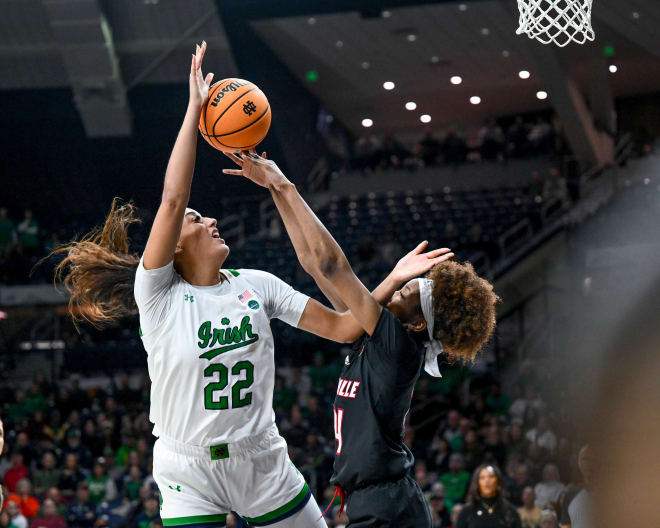 Irish junior forward Kylee Watson (22) scored a season-high 20 points Thursday on 8-of-8 shooting from the field.