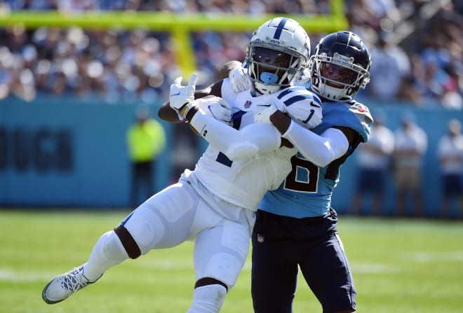 Former LSU cornerback Kristian Fulton of the Tennessee Titans makes one of his six tackles in the Titans' 19-10 victory Sunday over the Indianapolis Colts.
