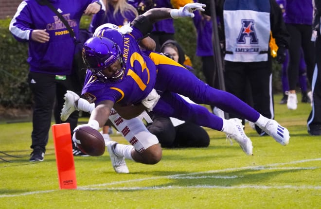 Ryan Jones had a career record six catches and two touchdowns in ECU's 45-3 win over Temple.