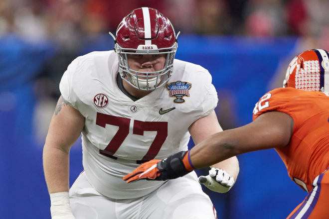 Alabama offensive lineman Matt Womack suffered a cracked bone in his foot and will miss the Crimson Tide’s spring camp. Photo | Getty Images