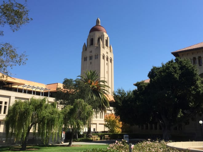 A view of Hoover Tower on the Stanford campus. 