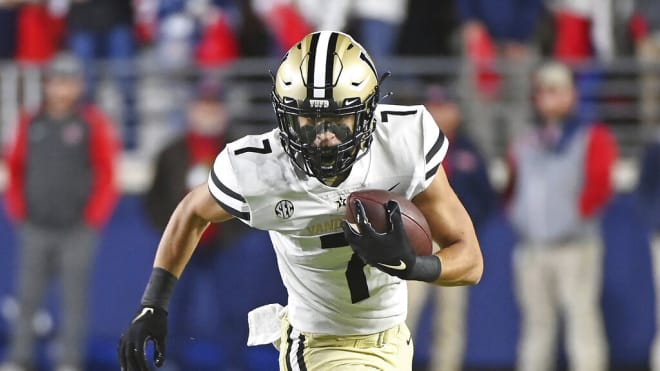 Cam Johnson had 124 catches for 1,233 yards and 10 TDs in four years at Vanderbilt.
