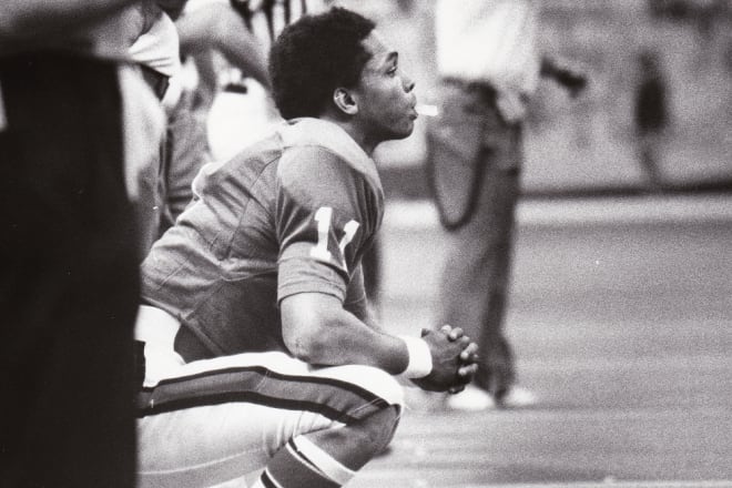 Quarterback Tony Flanagan looks on from the sideline during the 1977 Sugar Bowl vs. Pittsburgh.
