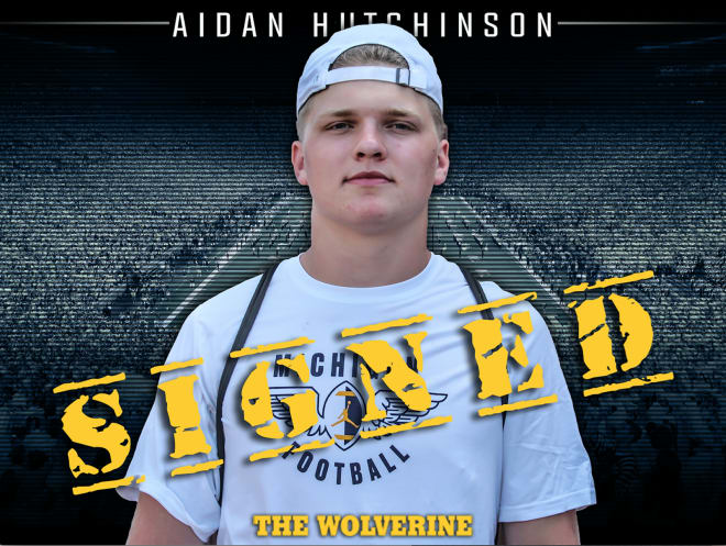 Dearborn (Mich.) Divine Child four-star defensive end Aidan Hutchinson tallied 22 tackles for loss and three sacks as a senior.