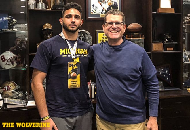 Sophomore offensive tackle Giovanni El-Hadi didn't wait long to pull the trigger and commit to Michigan.