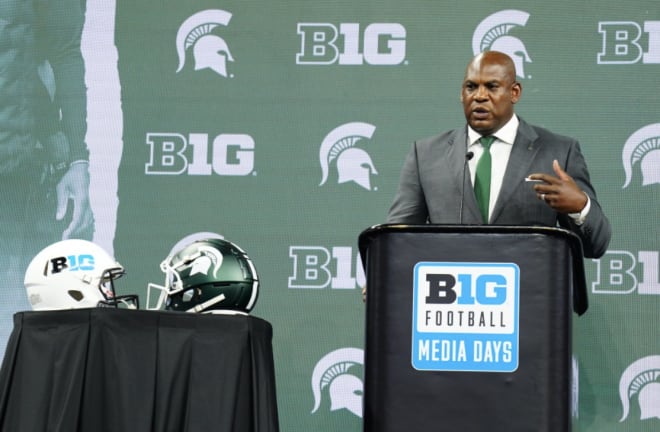 Michigan State Coach Mel Tucker speaks at Big Ten Media Days Credit: Big Ten Conference