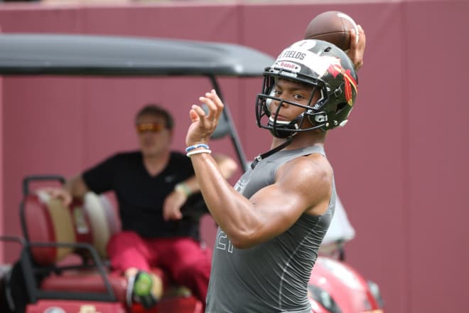 Justin Fields was the talk of Jimbo Fisher Camp on Wednesday.