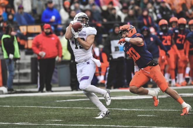 Riley Lees catches a 34-yard touchdown pass.