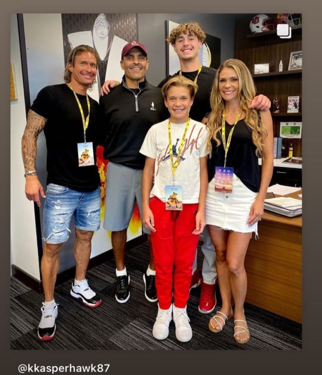 Kyler Kasper's family and ASU HC Herm Edwards on his visit (Kyler Kasper Instagram)