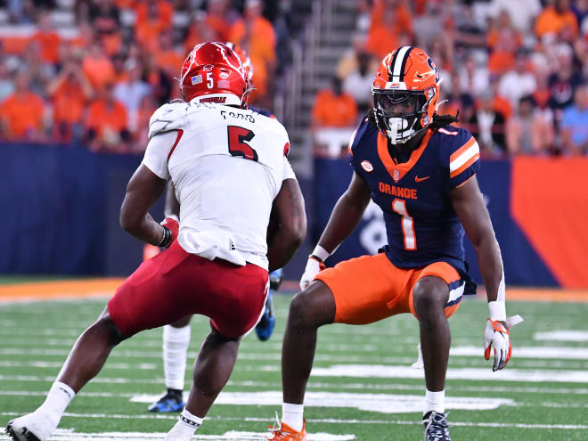 Former Syracuse safety Ja'Had Carter could play any of the three safety positions in Ohio State's defense. (Mark Konezny-USA TODAY Sports)
