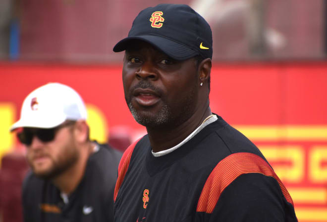 USC outside wide receivers coach Dennis Simmons.