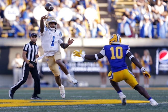 Femi Oladejo (10) collected a career-high 17 tackles against UCLA this season, and now he's set to join the Bruins.