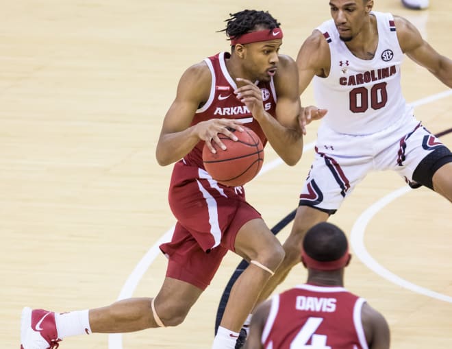 Moses Moody scored 28 points to help Arkansas win its 10th straight SEC game Tuesday night.