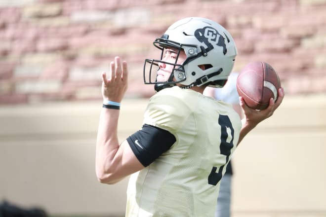 Colorado true freshman quarterback Drew Carter in action at practice last week