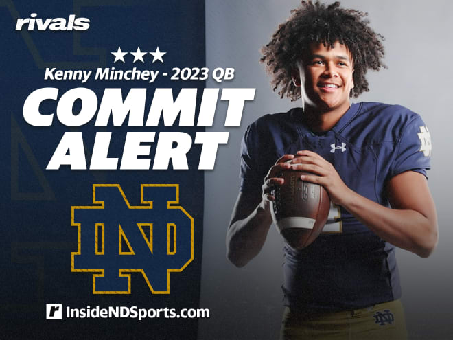 2023 three-star quarterback Kenny Minchey announced his Notre Dame commitment two days after his official visit concluded.. 