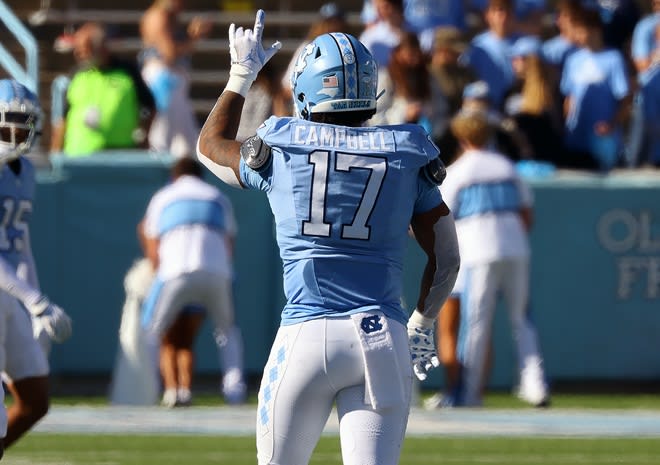 UNC LB Amare Campbell played 58 of his 128 snaps last season in the bowl game versus West Virginia. 