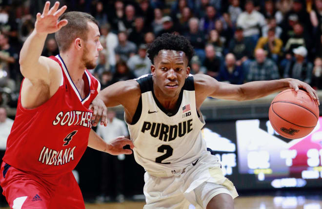 Purdue's Eric Hunter looked like a very different player in Purdue's exhibition win over Southern Indiana.