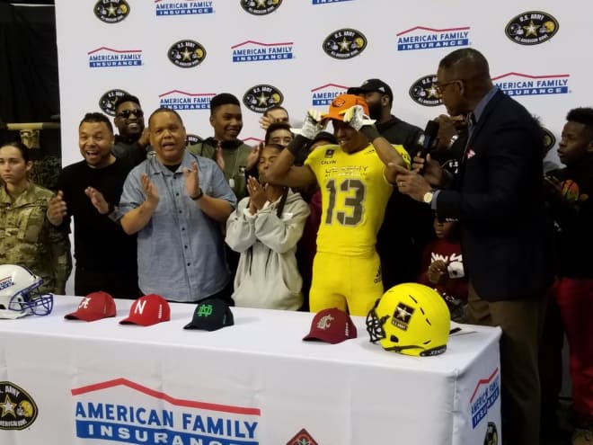 Calvin chooses Oregon State over Alabama, Nebraska, Notre Dame, and Washington State in the first quarter of the Army All-American Bowl