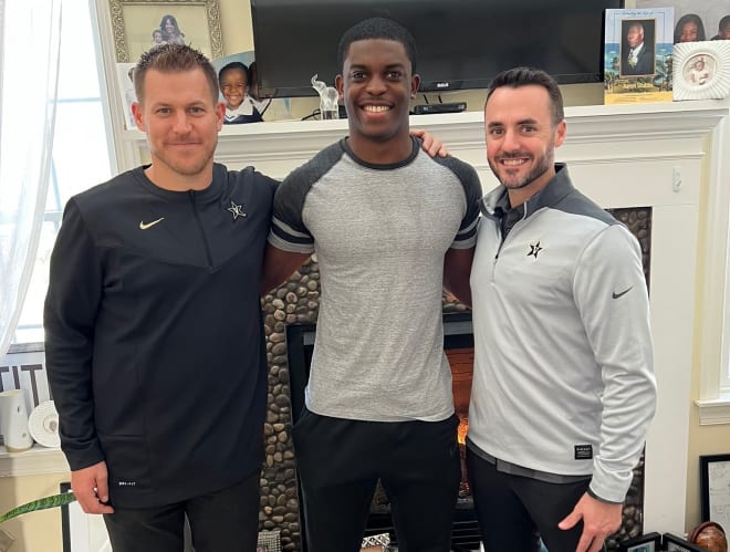 Jeremy Lucien during a recent in-home visit with Vanderbilt secondary coach Nick Howell and defensive coordinator Jesse Minter