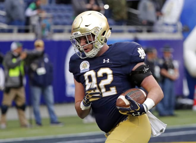 Fifth-year senior Nic Weishar is part of a strong Irish tight end contingent.
