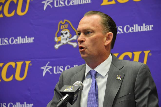 New ECU head basketball coach Joe Dooley addressed the press inside Harvey Hall Thursday morning.