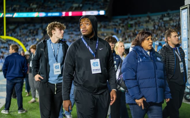 Class of 2025 defensive tackle Tony Carter, Jr. attended the UNC-Duke game. 