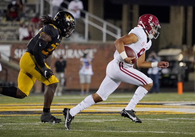 Alabama Crimson Tide quarterback Bryce Young (9) is one of the early favorites for this season's Heisman Trophy. Photo | USA Today