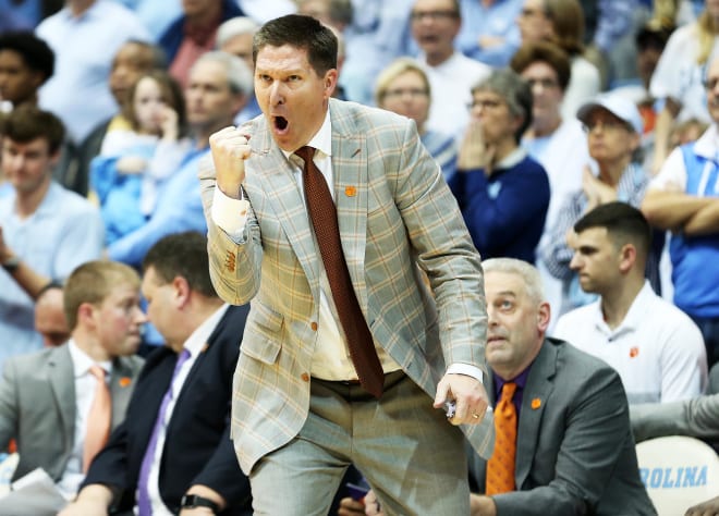 Clemson head coach Brad Brownell is shown here two years ago at the Dean E. Smith Center in Chapel Hill, N.C.